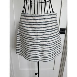 ZARA White Blue Striped Tweed Textured Skort-Medium -Preppy